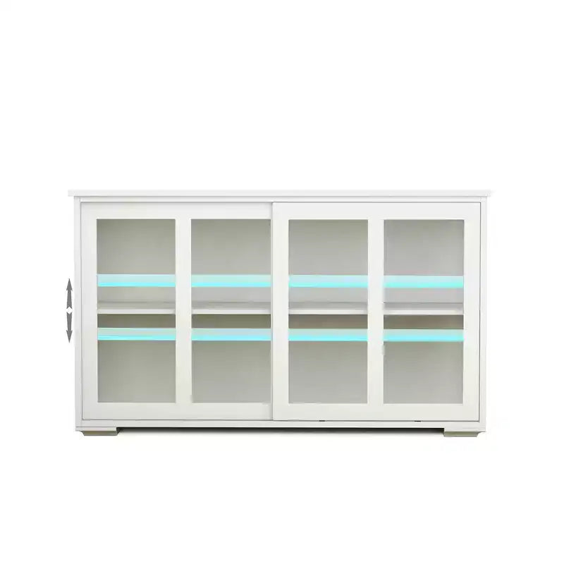 Kitchen Storage Cabinet With Sliding Glass Door, Adjustable Shelf, Wooden Storage Stand Sideboard Buffet Cabinet