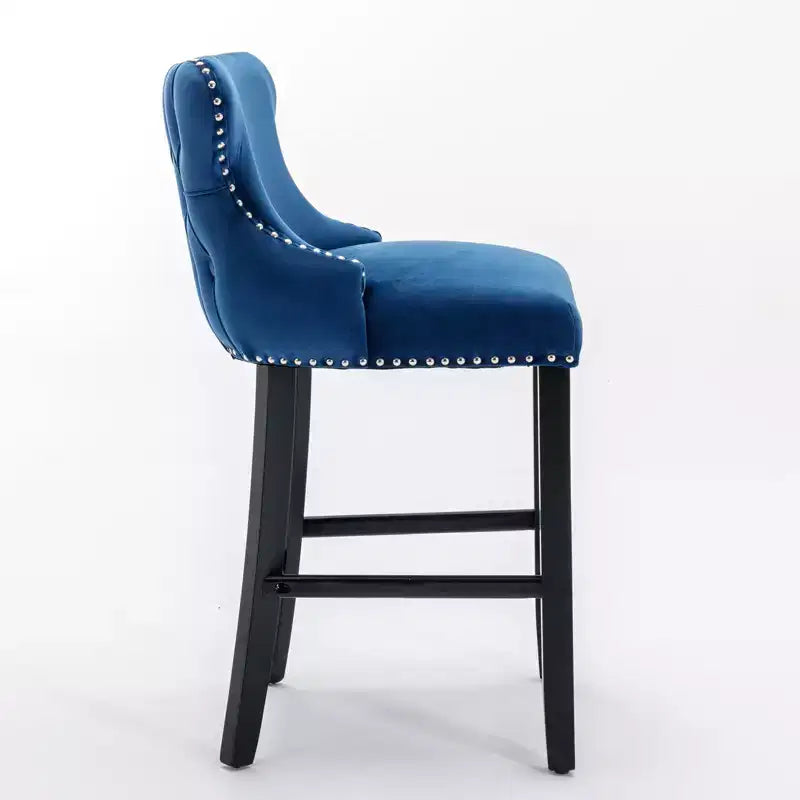 Modern Velvet Wing-Back Counter Stools Set of 2 - Upholstered Bar Chairs for Kitchen, Cafe