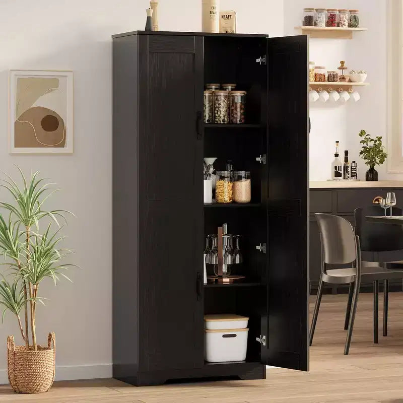 Kitchen Pantry Cabinet, Freestanding White Pantry Storage Cabinet, 60 Cupboard, Tall Bathroom Storage Cabinet