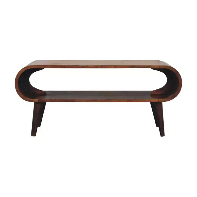 Solid Wood Amaya Nordic Style Coffee Table, Open Storage, Brown