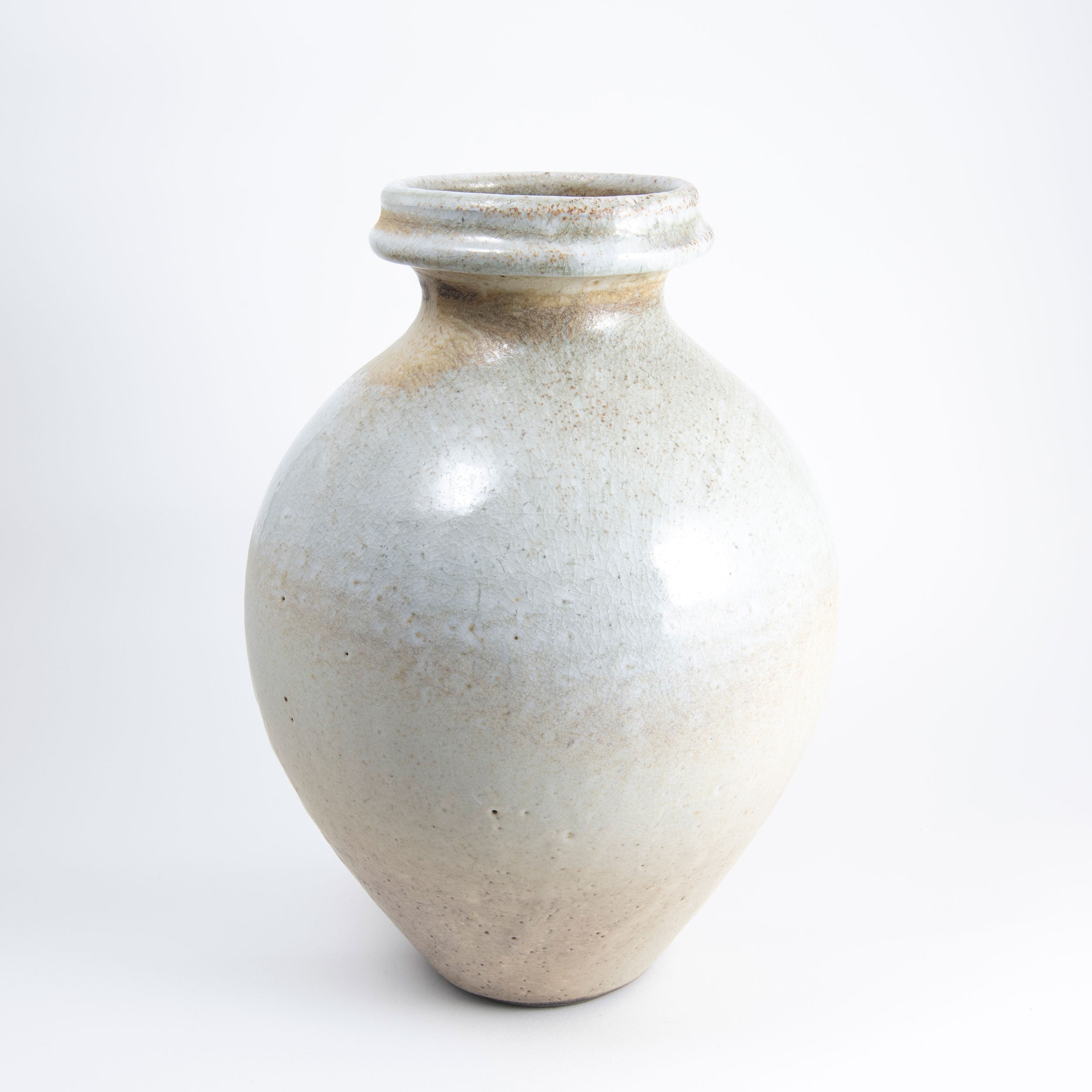 White Shino Round Vase
