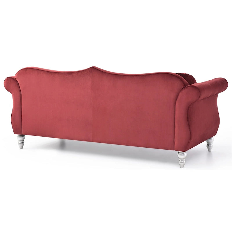 82 in. Velvet Chesterfield 3-Seater Sofa with Tufted Back and Nailhead Trim