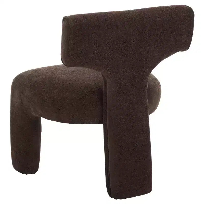Linen Upholstered Accent Chair - Armless, Wood Frame, Warm Brown