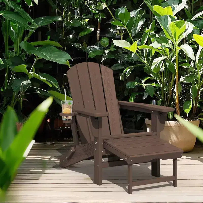 Hyleory 3-Level Adjustable Patio Accent Chair with Retractable Ottoman, Cup & Phone Holders