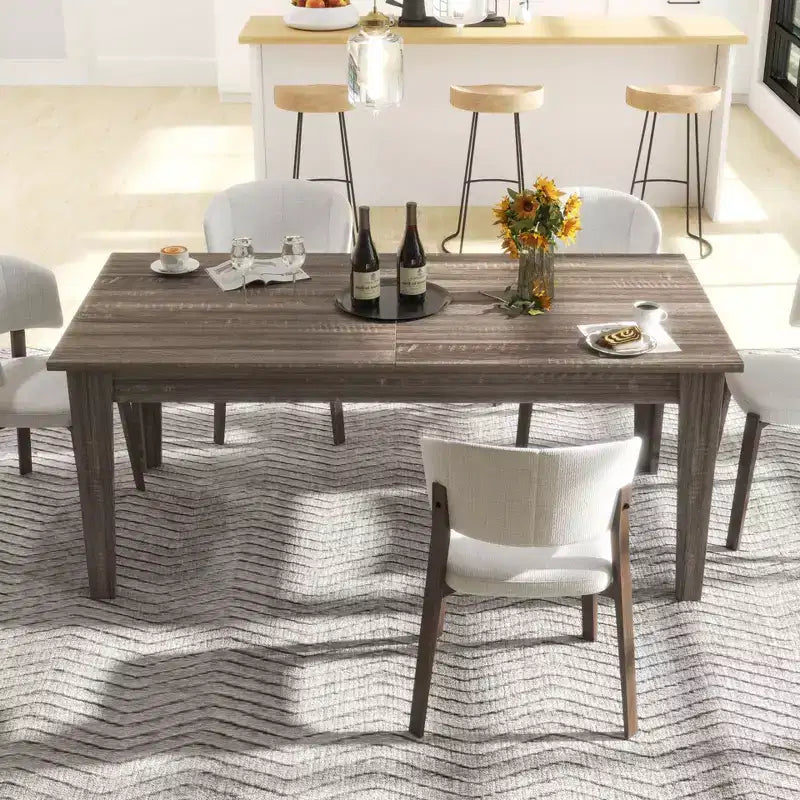 Okak 106.3IN Vintage Dining Table, Extendable Kitchen Table with Long Tabletop, Folding Table for Party, Celebration, Meetings, Dark Oak