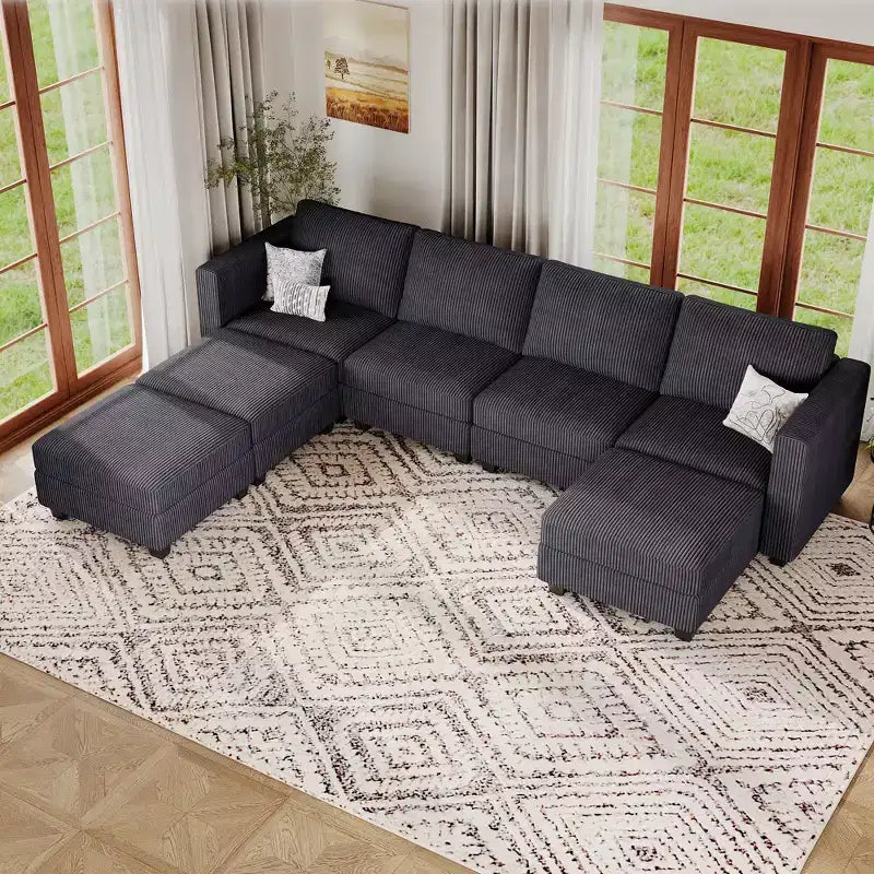 Belffin Modular Sectional Couch with Storage Ottoman U Shaped Corduroy Sectional Sofa with Chaise Convertible Modern Sectional Sofa Couch