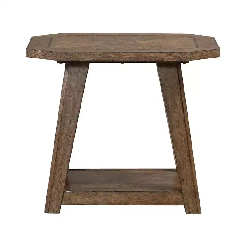Liberty Furniture,Carolina Park Octagonal End Table for Living Room - Amber Brown Oak