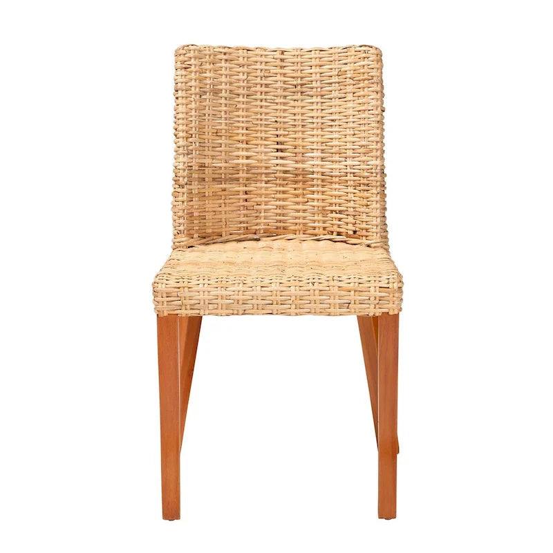 Bohemian Light Honey Kubu Rattan & Mahogany Wood Dining Chair