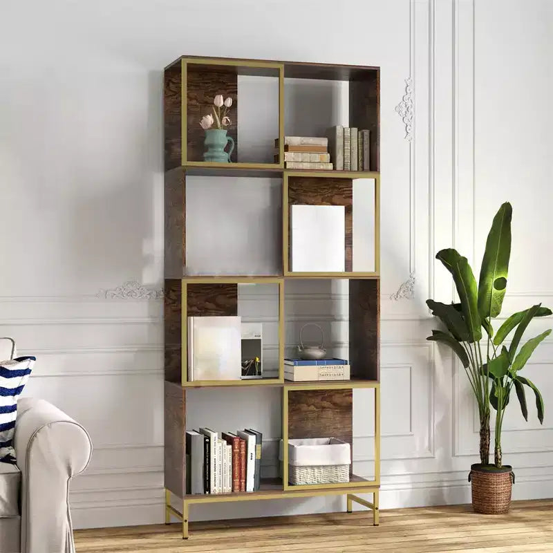 4 Tier Industrial Bookcase, 70.8 Tall Narrow Bookshelf, Floor Standing Bookcase with Storage, Display Storage Shelf for Bedroom Living Room Office