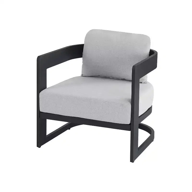ModernLuxe Outdoor Aluminum Club Chair with Premium Cushions, Rust-Resistant Patio Lounge Chair, Gray