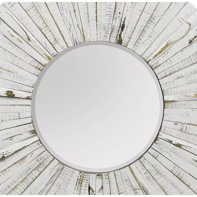 Distressed Modern Farmhouse Wood Wall Mirror White - StyleCraft: Antiqued Glass, Fir & MDF Frame