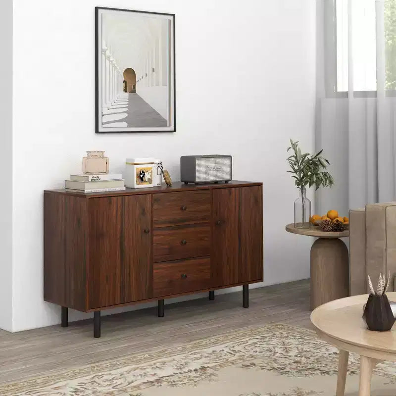 Retro Sideboard with 2 Cabinets 3 Drawers, Buffet Table