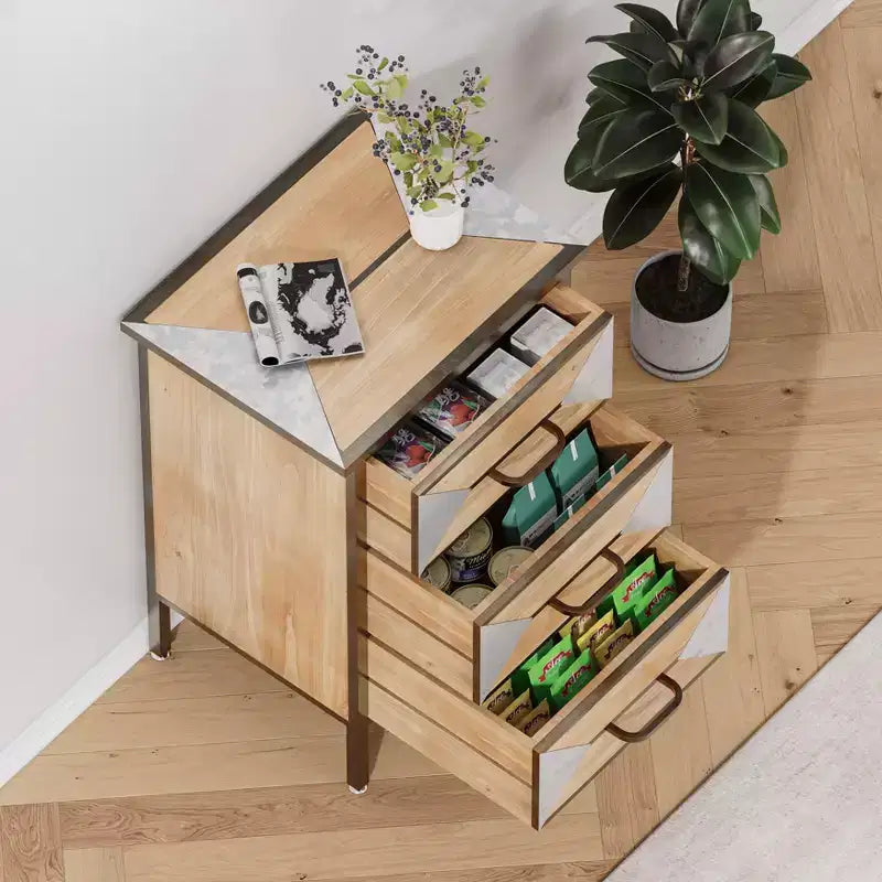 Wooden Floor Entryway Storage Cabinet, 3-Drawer Freestanding Console Table Organizer for Living Room Bedroom Hallway Office Bathroom Kitchen