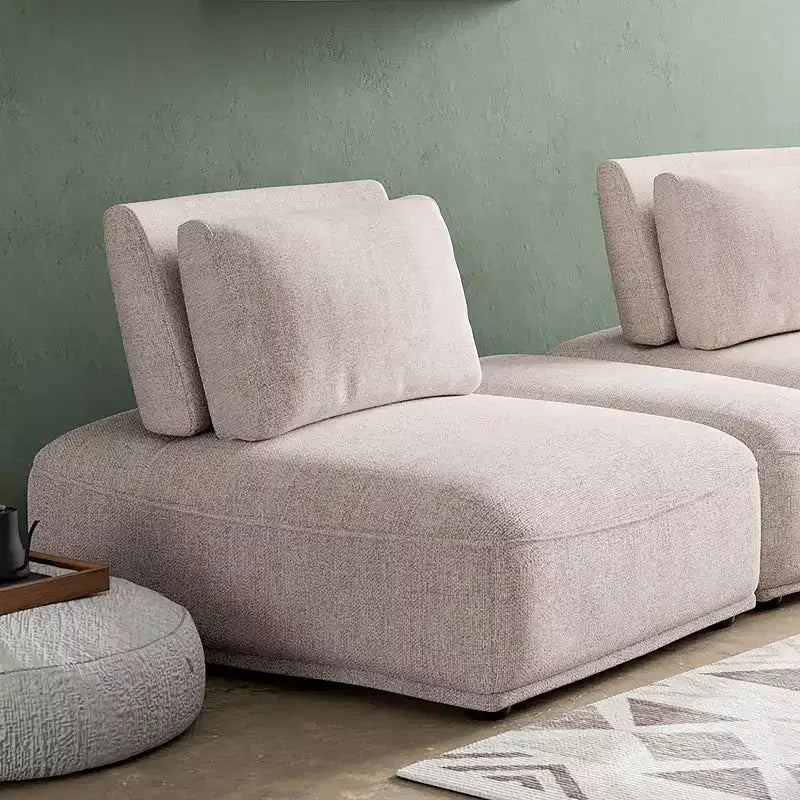 HOMES: Inside + Out Povoa Modern Modular Armless Chair Chenille with Extendable Backrest Light Brown