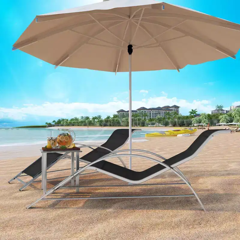 Outdoor Chaise Lounge Chairs Set of 3,Aluminum Patio Chaise Lounge 2 Chair Set with Table, for Poolside, Garden, and Beach - Recliners