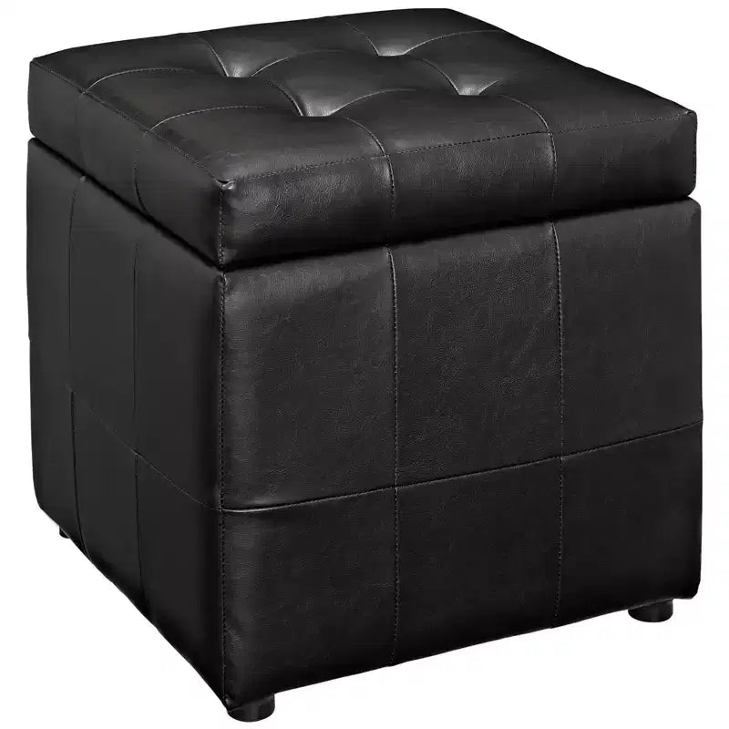 Volt Storage Upholstered Vinyl Ottoman Black - Modway: Faux Leather, Footrest, No Assembly Required