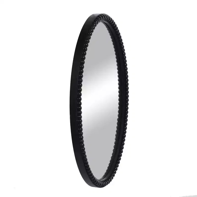 Wood Oval Mirror with Beaded Trim Black - StyleCraft