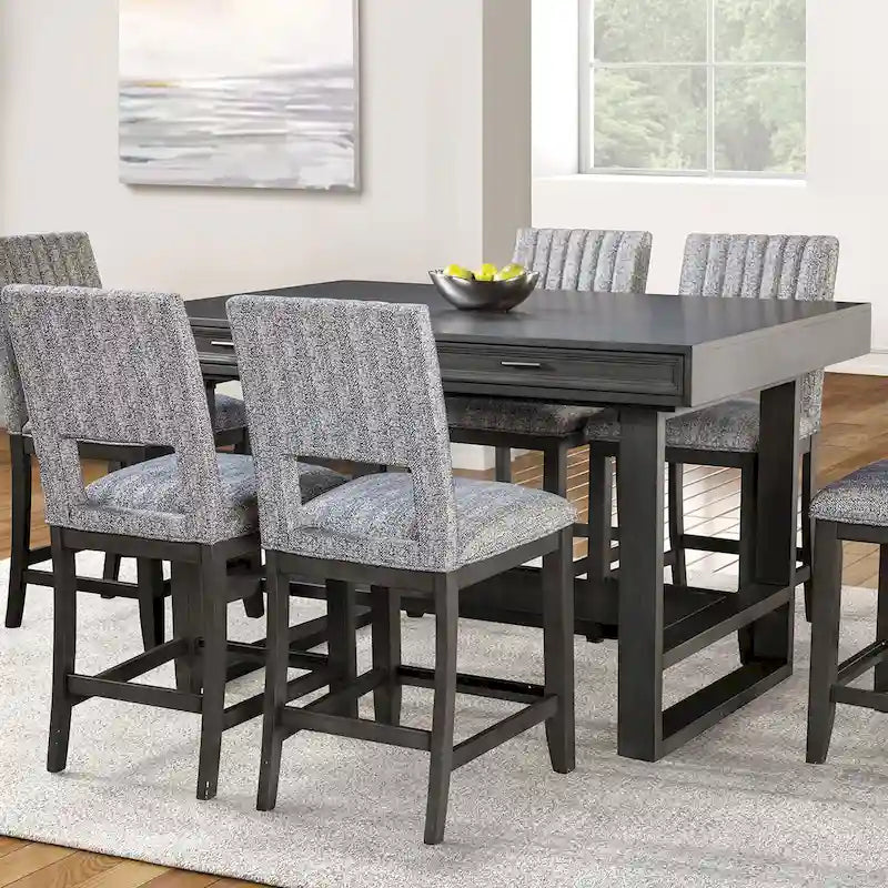 60-Inch Counter Height Dining Table with Drawers – Weathered Black