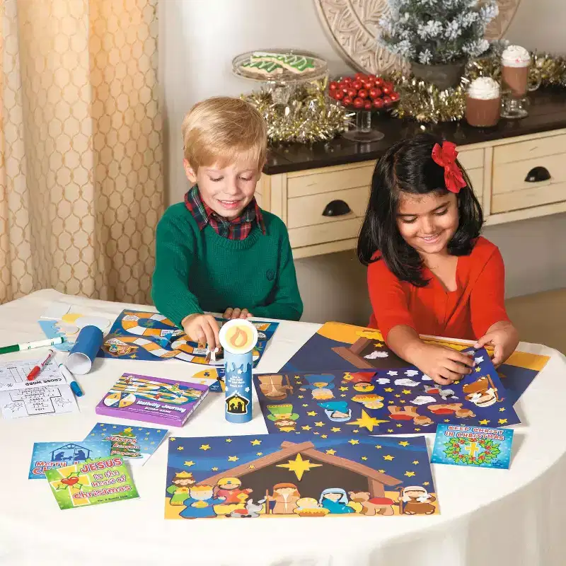 Fun Express 5 x 5 Bulk 48 Pc. Religious Christmas Fun & Games Paper Activity Books