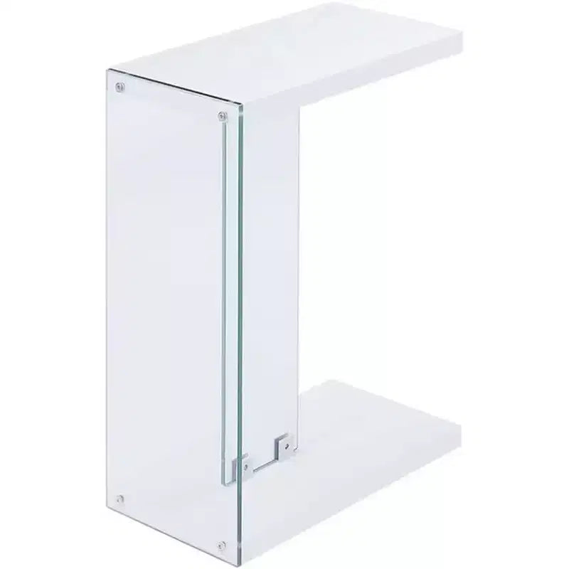 HomeStock Belmont Electric Flip Top End Table with Hidden Storage, Charging Station with Outlets and USB Ports, Glass Side Panels