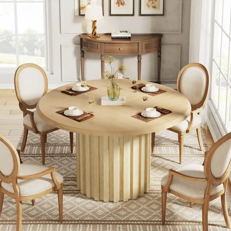 43.3 Inches Round Modern Dining Table for 4 for Dining Room