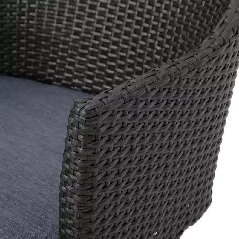 Set of 2 Outdoor Patio Dining Chairs, All-Weather PE Rattan Chairs, Iron Frame Wicker Dining Chairs with Waterproof Fabric Cushion, Armrests
