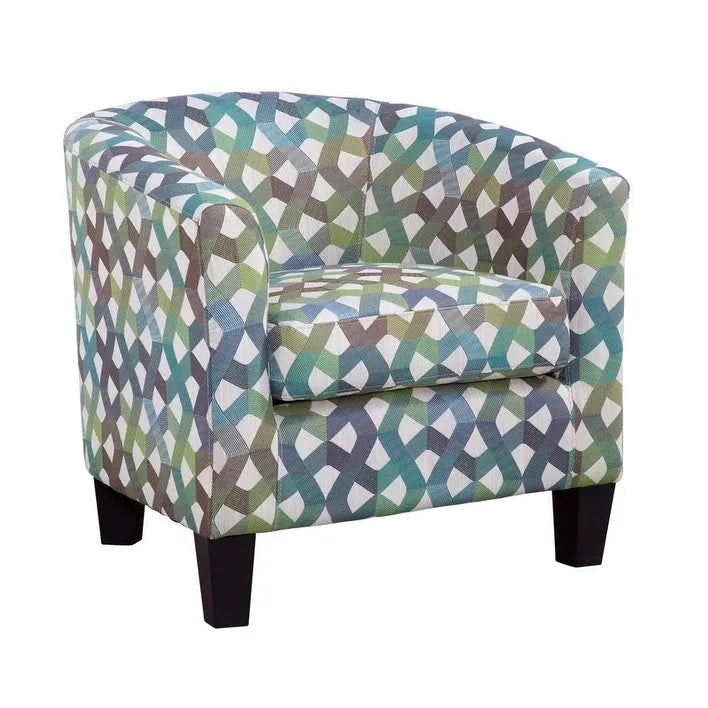 Enzo Upholstered Accent Barrel Chair Fairyland Green and Blue