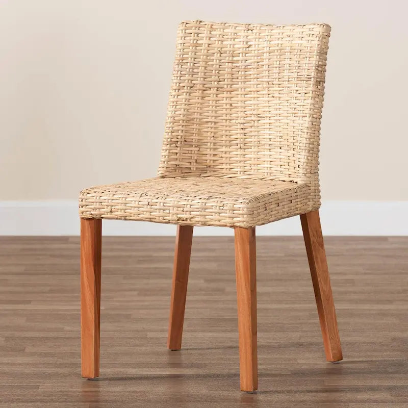 Bohemian Light Honey Kubu Rattan & Mahogany Wood Dining Chair