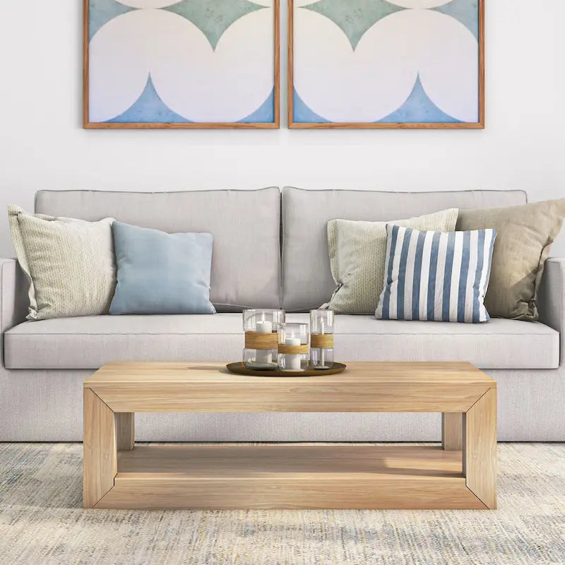 Modern Rectangular Coffee Table with Shelf