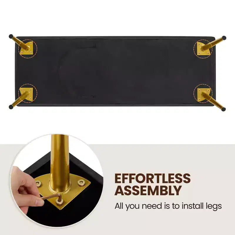Modern Upholstered Button-Tufted Ottoman Footstool Bench for Bedroom