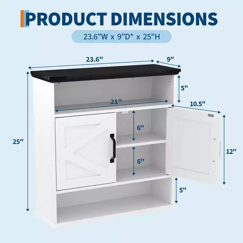 Wall-Mounted Bathroom Storage Cabinet with Open Shelves