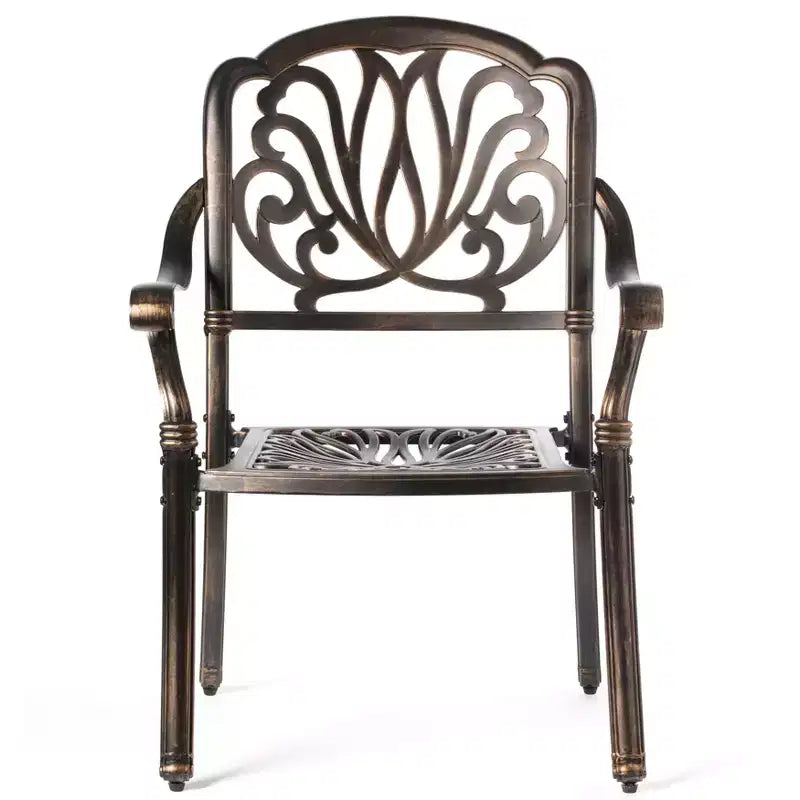 Indoor and Outdoor Bronze Dinning Set 2 Chairs with 1 Table Patio Cast Aluminum