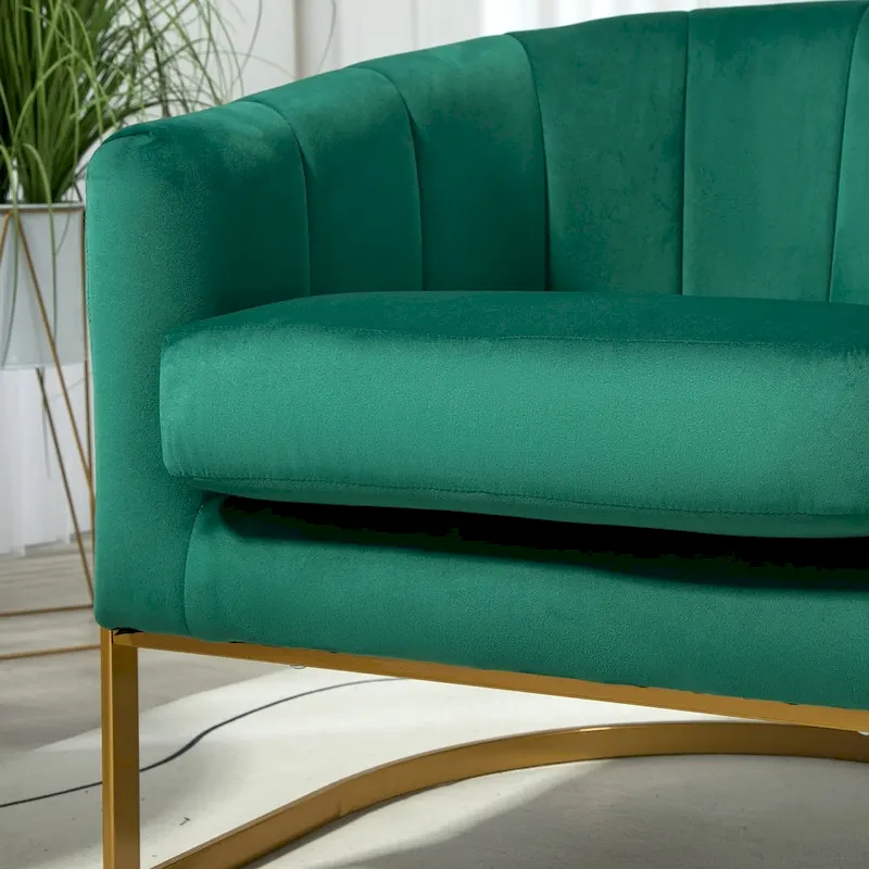 Velvet Accent Armchair with Gold Metal Frame