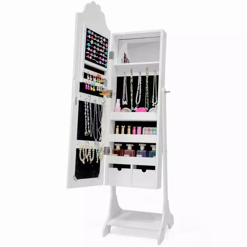 Karl Home Heart MDF Kids Jewelry Cabinet in White Jewelry Armoire with 1 Door and 1 Shelf
