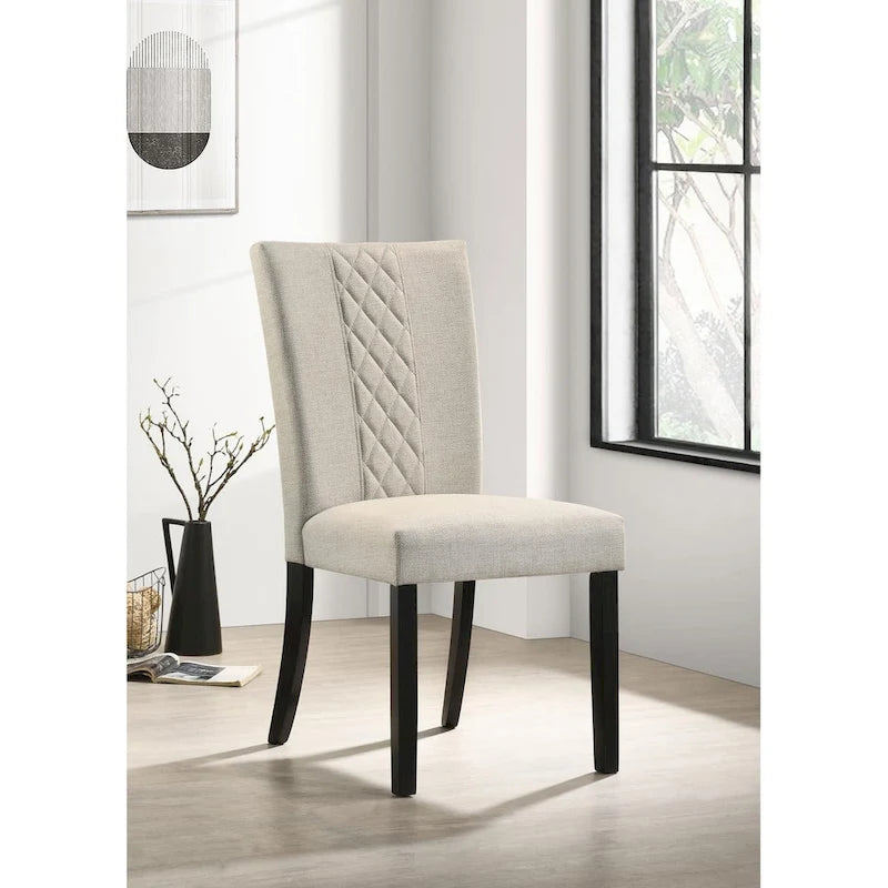 Beige and Black Upholstered Side Chairs