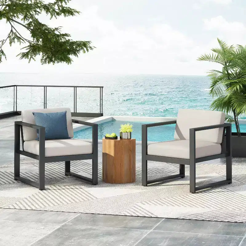 Christopher Knight Home Navan Outdoor Aluminum Club Chair with Cushions