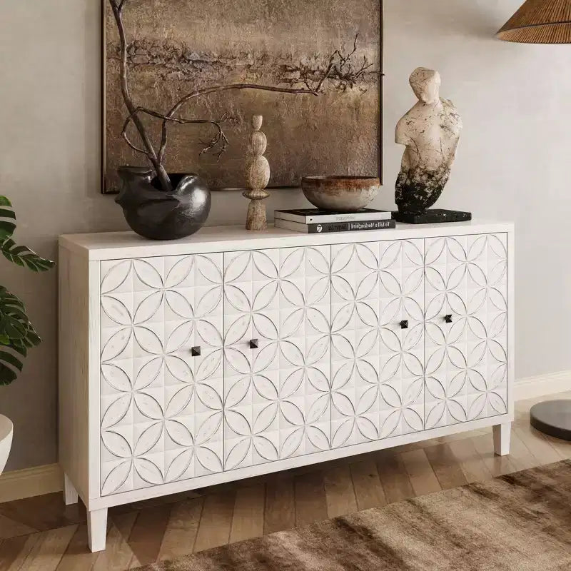 GDFStudio Sophia 59.84'' Modern Sideboard Buffet Server Cabinet with 4 Doors and Adjustable Shelves