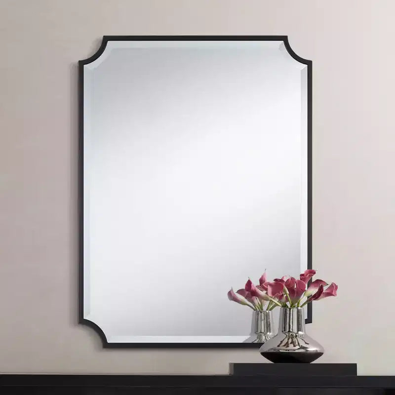 30x40 Cut Edge Black Wall Mirror, Rectangular, Jacinda Style