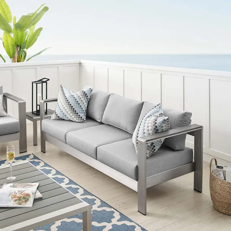 Shore Sunbrella Fabric Aluminum Outdoor Patio Sofa