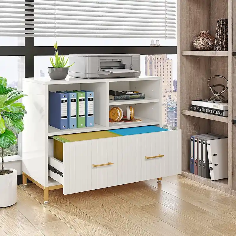 File Cabinet with Drawer, Adjustable Rod for Letter/Letter/A4 Size