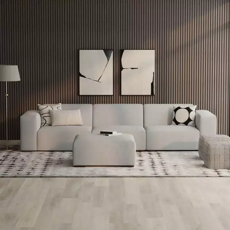 WyndenHall Biggs 3 Seater Sofa and Ottoman Pale Gray