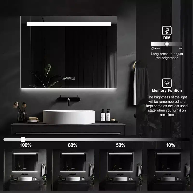 Dovelina Rectangle Bathroom Vanity Mirror LED Mirror with Defog