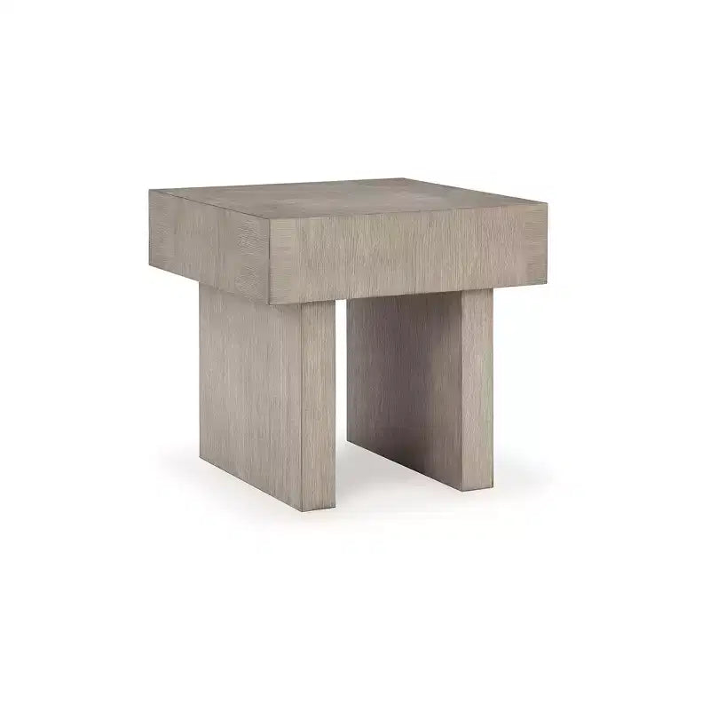 Jorlaina End Table Light Grayish Brown Wire-Brushed Oak Square