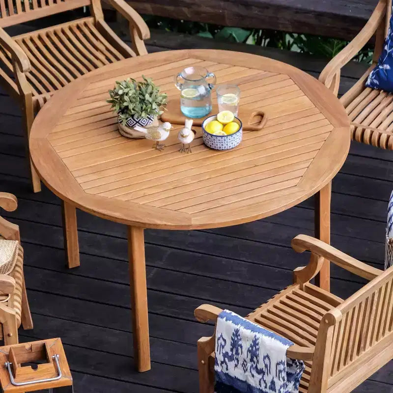 Sonoma Lane Rockport 5pc Teak Wood Outdoor Dining Set With Beige Cushions