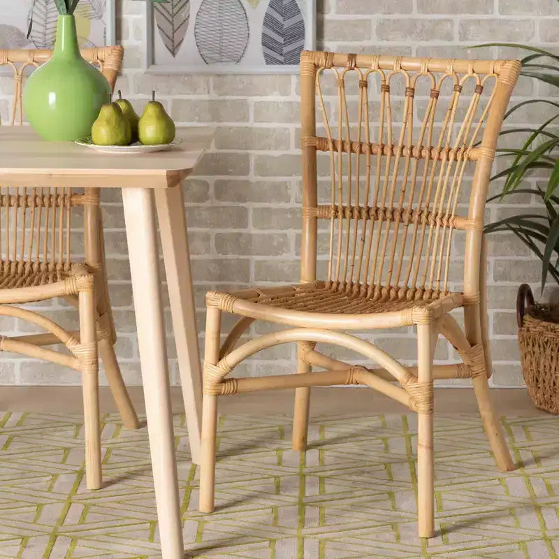 bali & pari Ammi Dining Chair Natural/Brown: Handcrafted, Bohemian Style, No Assembly Required