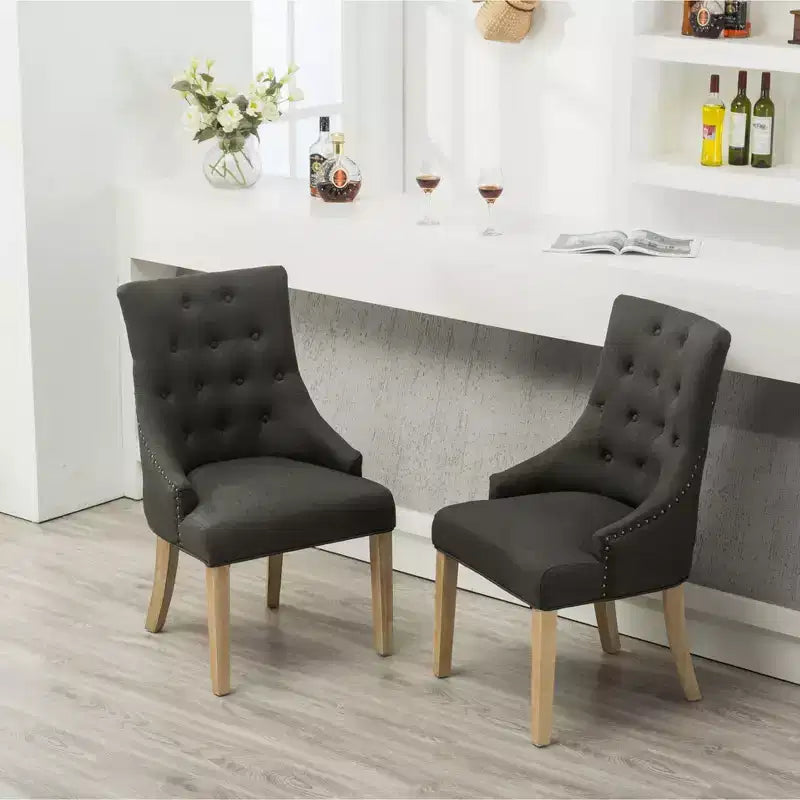 Okak Wingback Dining Chairs Set of 2, Solid Wood Button Tufted with Nailhead Trim, Hostess Accent Chairs for Formal Dining