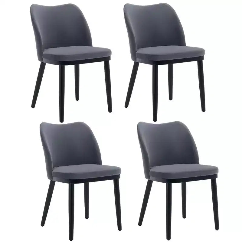 4-Piece dining chair set with soft cushions & sturdy wooden legs. Ideal for dining rooms, kitchens, living rooms -dark grey