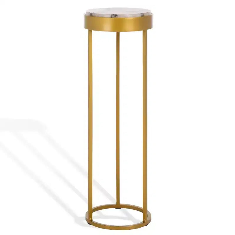 Stone Top Drink Table, Gold Metal Base