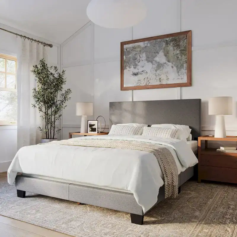 Upholstered Modern Queen Bed, Box Spring Required