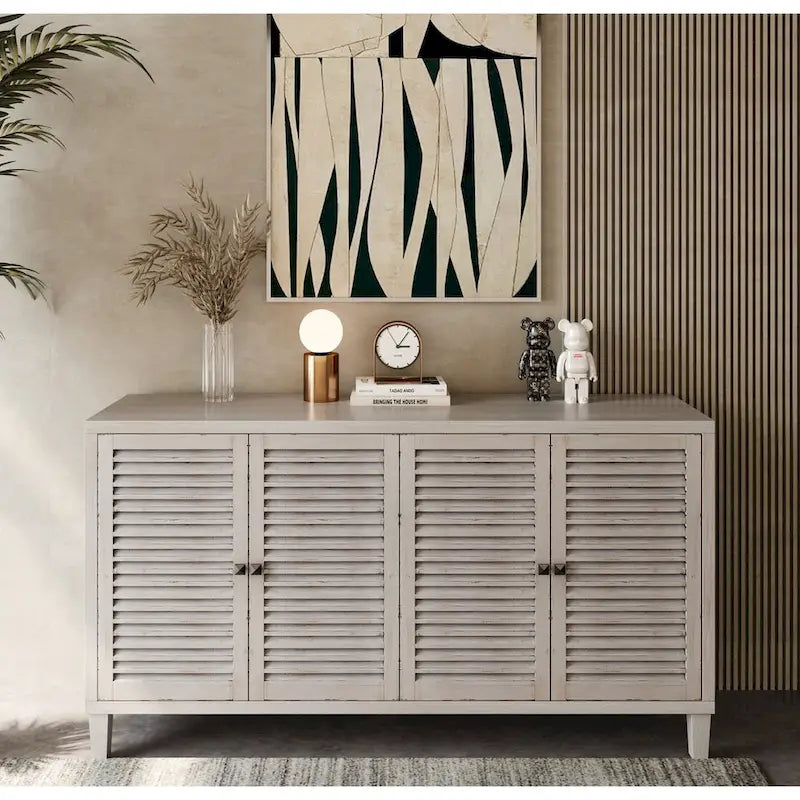 4 Shutter Door Wooden Sideboard Buffet Cabinet with Adjustable Shelves